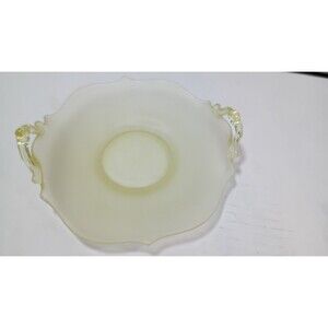 Vintage Frosted Yellow Double Handle Lancaster Shallow Serving Dish Depression